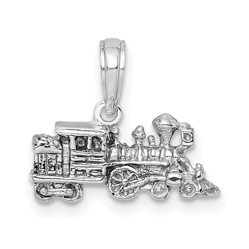 14K White Gold 3-D Miniature Train Charm, 7.25 x 16.2 mm