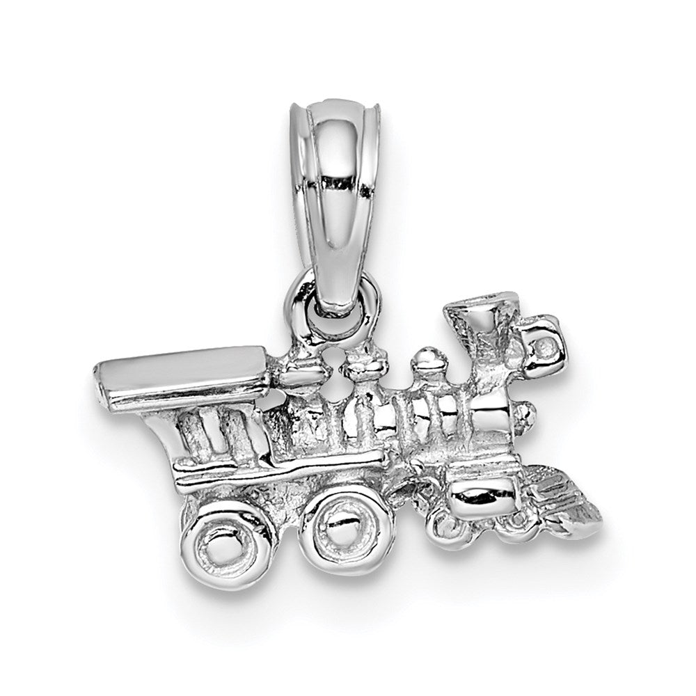 14K White Gold 3-D Miniature Train Charm, 6.25 x 12.1 mm