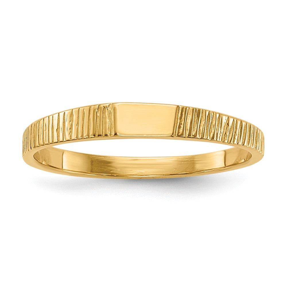14k Polished and Ridged 3.5x2.25mm Closed Back Size 2 Baby Rectangular Signet Ring