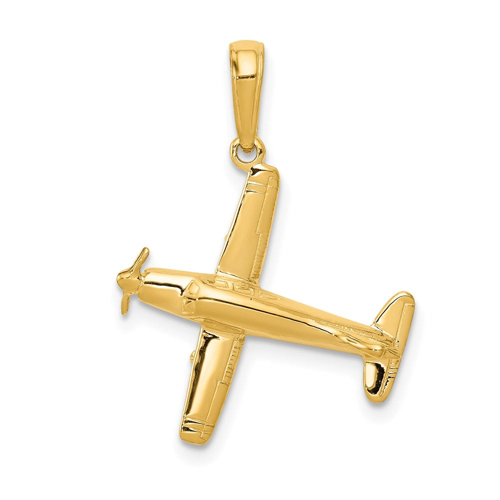 14k 3-D Low-Wing Airplane Pendant, 24 x 19 mm