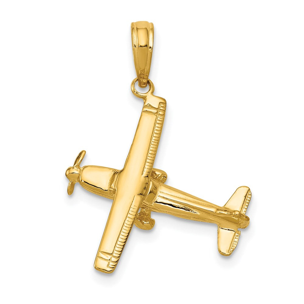 14k 3-D High-Wing Airplane Pendant, 29 x 19 mm