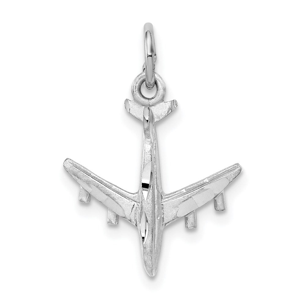 14k White Gold 3-D Airplane Charm, 21.5 x 16 mm