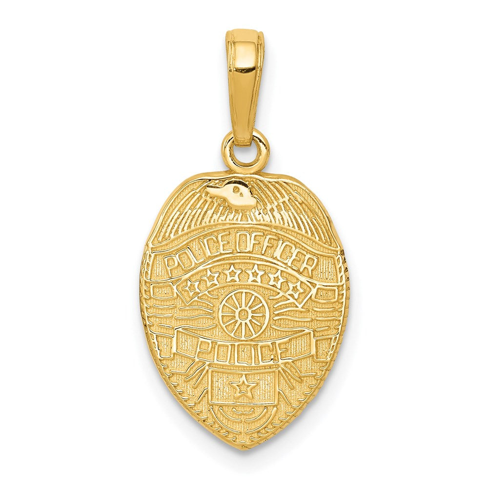 14k POLICE OFFICER Badge Pendant, 22 x 12 mm