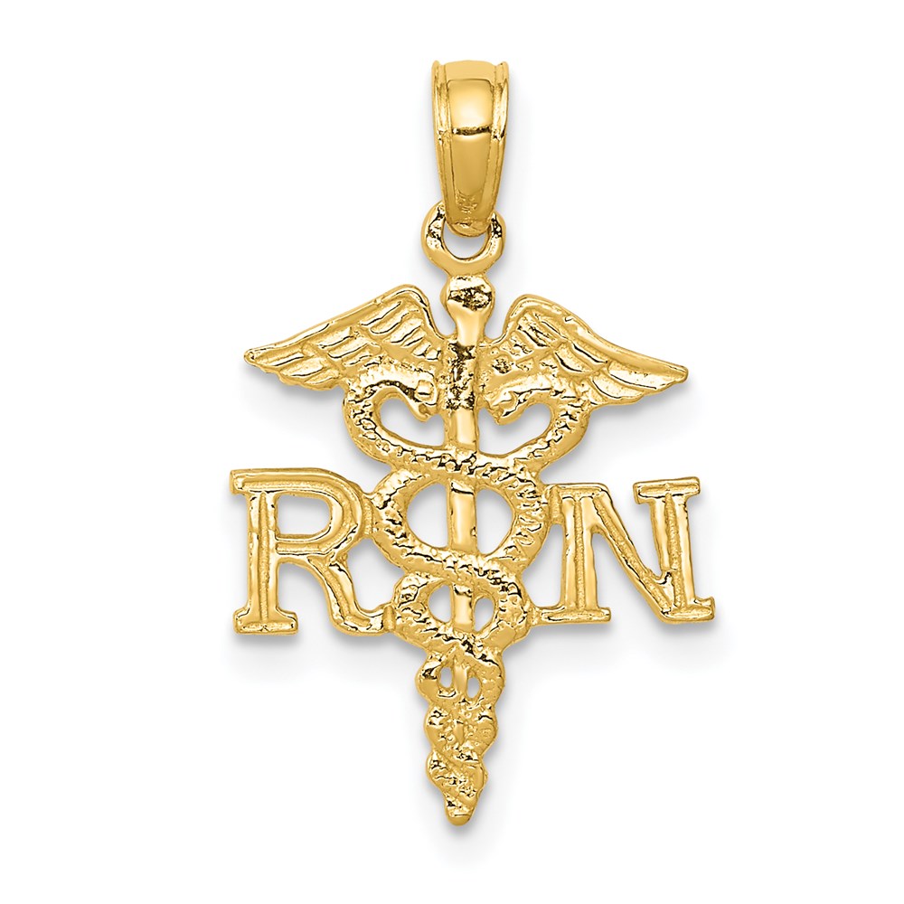 14k Polished R.N. Registered Nurse Pendant, 25 x 12 mm