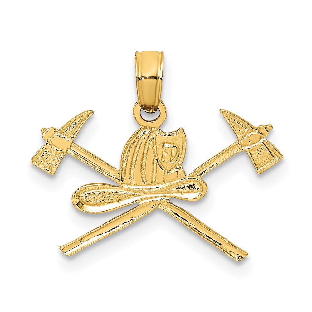 14k Fire Department Insignia Charm, 11.6 x 19.25 mm