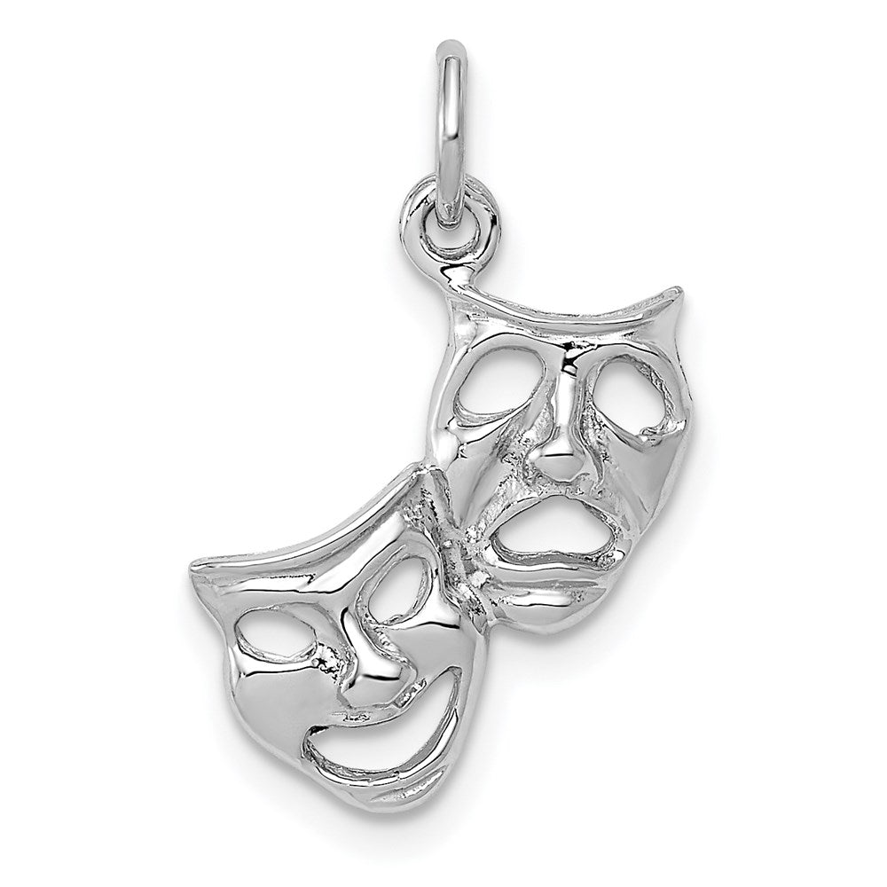14k White Gold Polished Open-Backed Comedy/Tragedy Charm, 12 x 14 mm