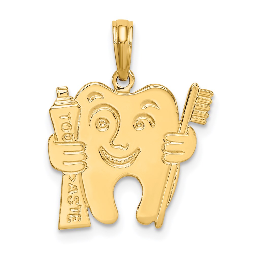 14k Polished Flat-Backed Dental Charm, 14.9 x 17.1 mm