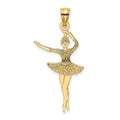 14k Satin Polished Ballerina Charm, 26.1 x 16.5 mm