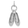 14K White Gold Solid Polished 3-D Moveable Ballet Slippers Charm, 22 x 11 mm