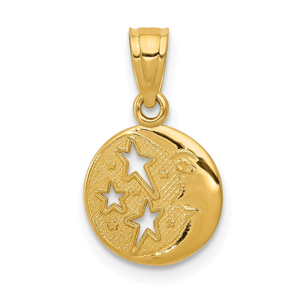 14k Moon and Stars Pendant, 20 x 13 mm