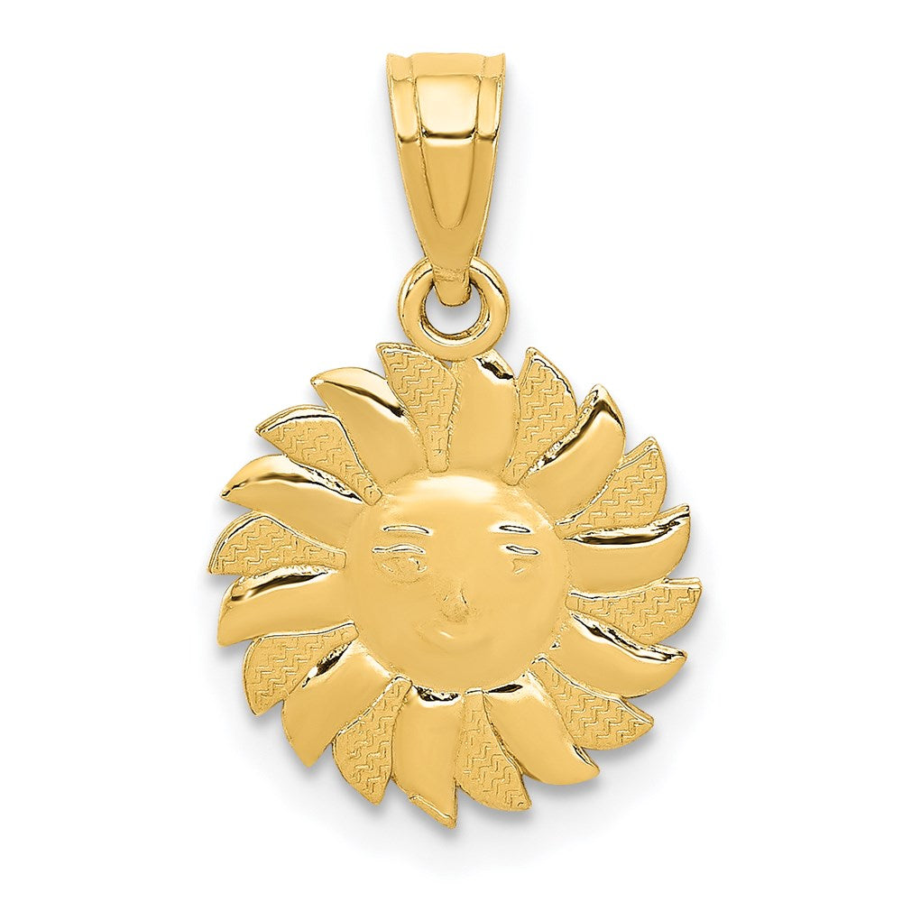 14k Polished Sun with Face Pendant, 18 x 12 mm