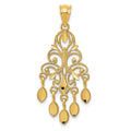 14k Polished Diamond-cut Chandelier Pendant, 35 x 15 mm