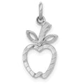 14k White Gold Diamond-cut Apple Charm, 21 x 10 mm