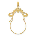 14k Polished Ribbon Charm Holder Pendant, 40 x 28 mm