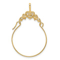 14k Polished Filigree Heart Charm Holder Pendant, 35 x 22 mm