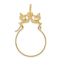 14k Polished Doves and Bow Charm Holder Pendant, 35 x 20 mm