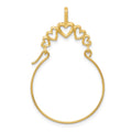 14k Polished 5-Heart Charm Holder Pendant, 35 x 20 mm