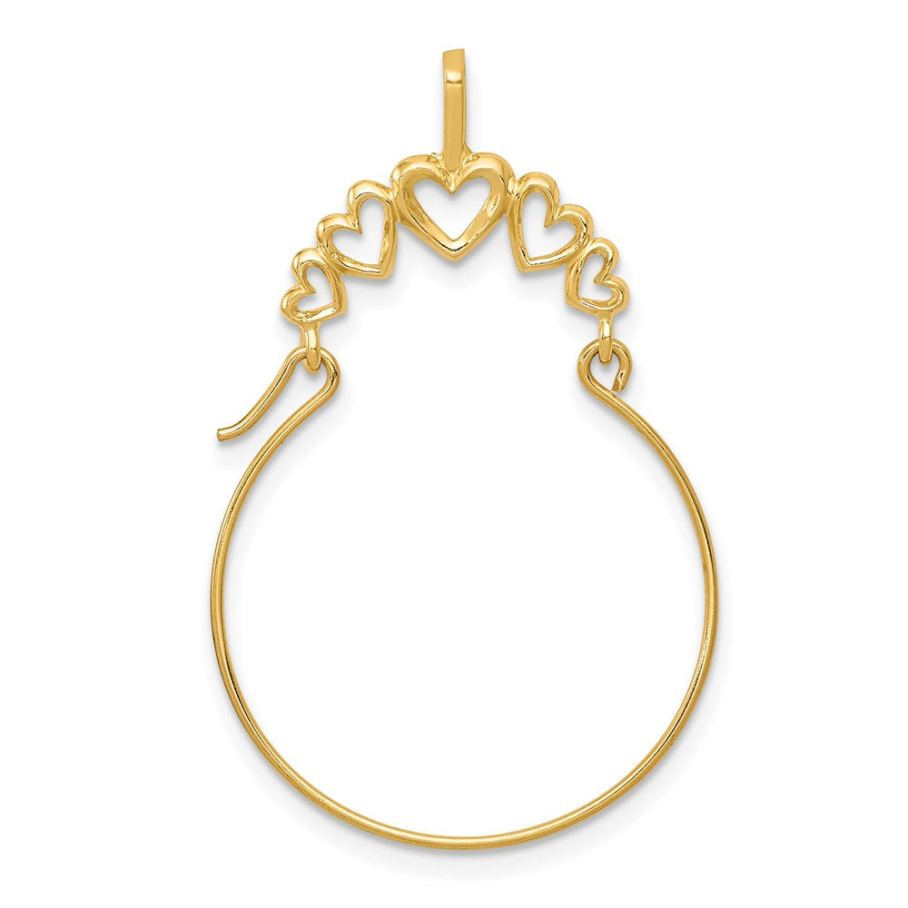 14k Polished 5-Heart Charm Holder Pendant, 35 x 20 mm