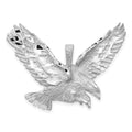 14k White Gold Satin Diamond-cut Eagle Pendant, 30 x 39 mm
