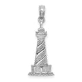 14K White Gold 2-D Cape Hatteras Lighthouse Charm, 26.2 x 10.5 mm