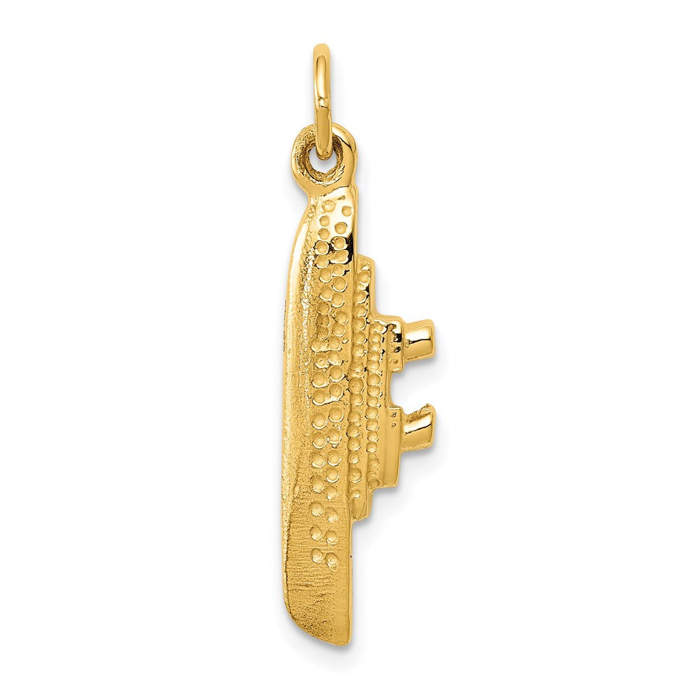 14k Solid Polished 3-D Cruise Ship Charm, 7 x 27.75 mm