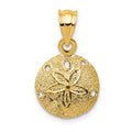 14k Solid Polished Laser-Cut Sand Dollar Pendant, 20 x 12 mm
