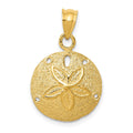 14k Solid Polished Laser-Cut Sand Dollar Pendant, 25 x 16 mm