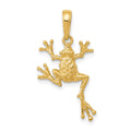14k Solid Polished Open-Backed Frog Pendant, 24 x 14 mm