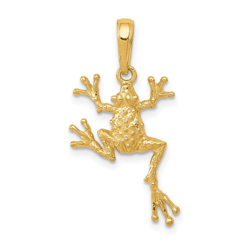 14k Solid Polished Open-Backed Frog Pendant, 24 x 14 mm