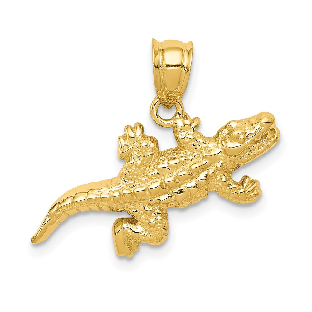 14k Solid Polished Open-Backed Crocodile Pendant, 17 x 24 mm