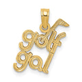 14K Solid Polished GOLF GAL Charm, 17.1 x 10.2 mm