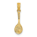 14K Solid Polished 3-D Tennis Racquet Charm, 13.4 x 5.1 mm