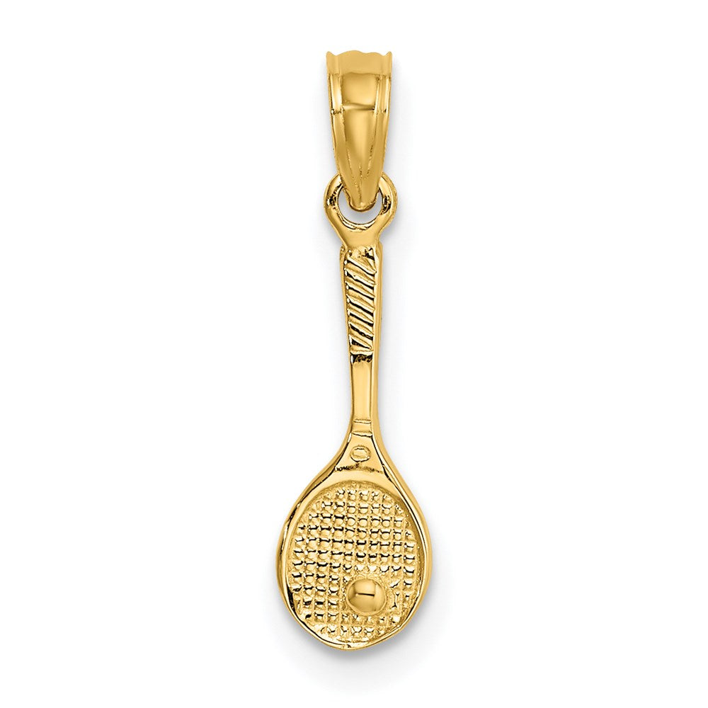 14K Solid Polished 3-D Tennis Racquet Charm, 13.4 x 5.1 mm
