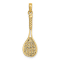 14K Solid Polished 3-D Tennis Racquet Charm, 28.6 x 9.7 mm