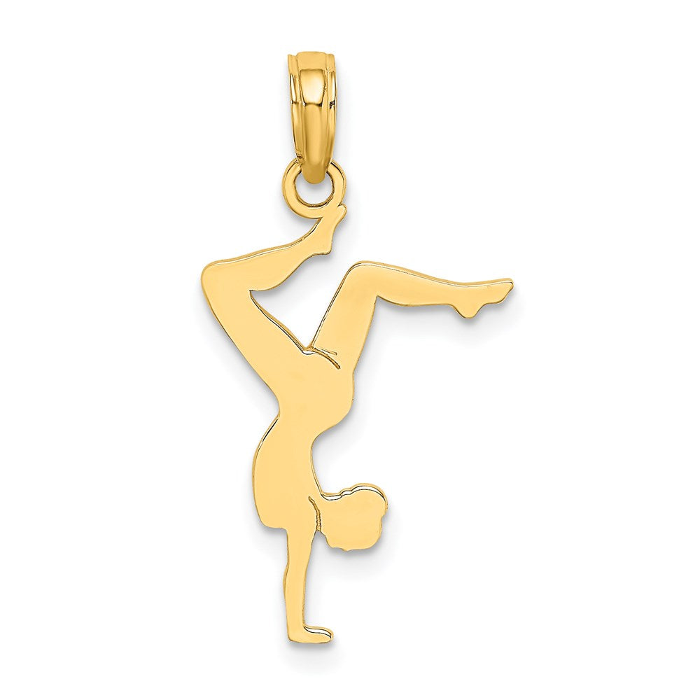 14k Solid Polished Gymnast Charm, 20.5 x 14.2 mm