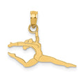 14k Solid Polished Gymnast Charm, 8.9 x 21.4 mm