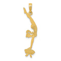 14k Solid Polished Gymnast Pendant, 35 x 8 mm
