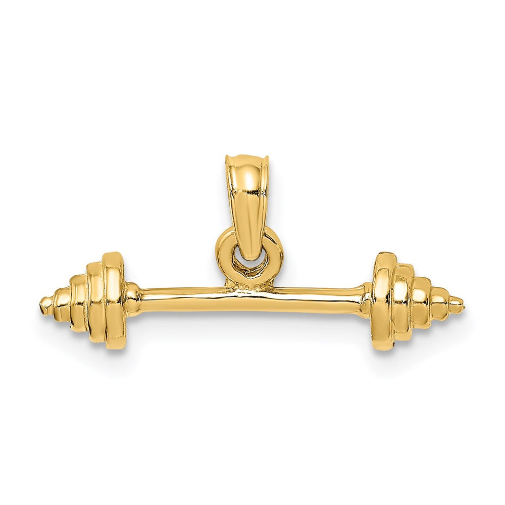14K Solid Polished 3-D Dumbbell Charm, 9.17 x 20 mm