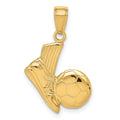 14K Solid Open-Backed Soccer Shoe and Ball Pendant, 22 x 15 mm