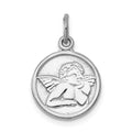 14k White Gold Polished Angel Round Charm, 21 x 13 mm