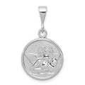 14K White Gold Polished and Satin Angel Round Pendant, 29 x 16 mm