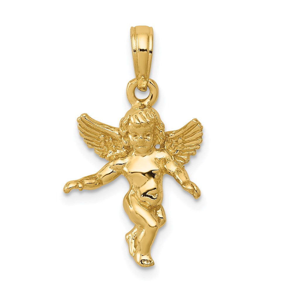 14k  3-D Polished Solid Angel Pendant, 21 x 14 mm