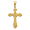 14k Polished Fleur de Lis Cross Pendant, 37 x 20 mm