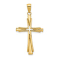 14k Polished Solid Cross Pendant, 39.5 x 21.5 mm