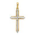 14k Two-tone Fancy Cross Pendant, 35 x 18 mm