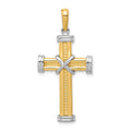 14k Two-tone Fancy -X- Cross Pendant, 39 x 18.7 mm