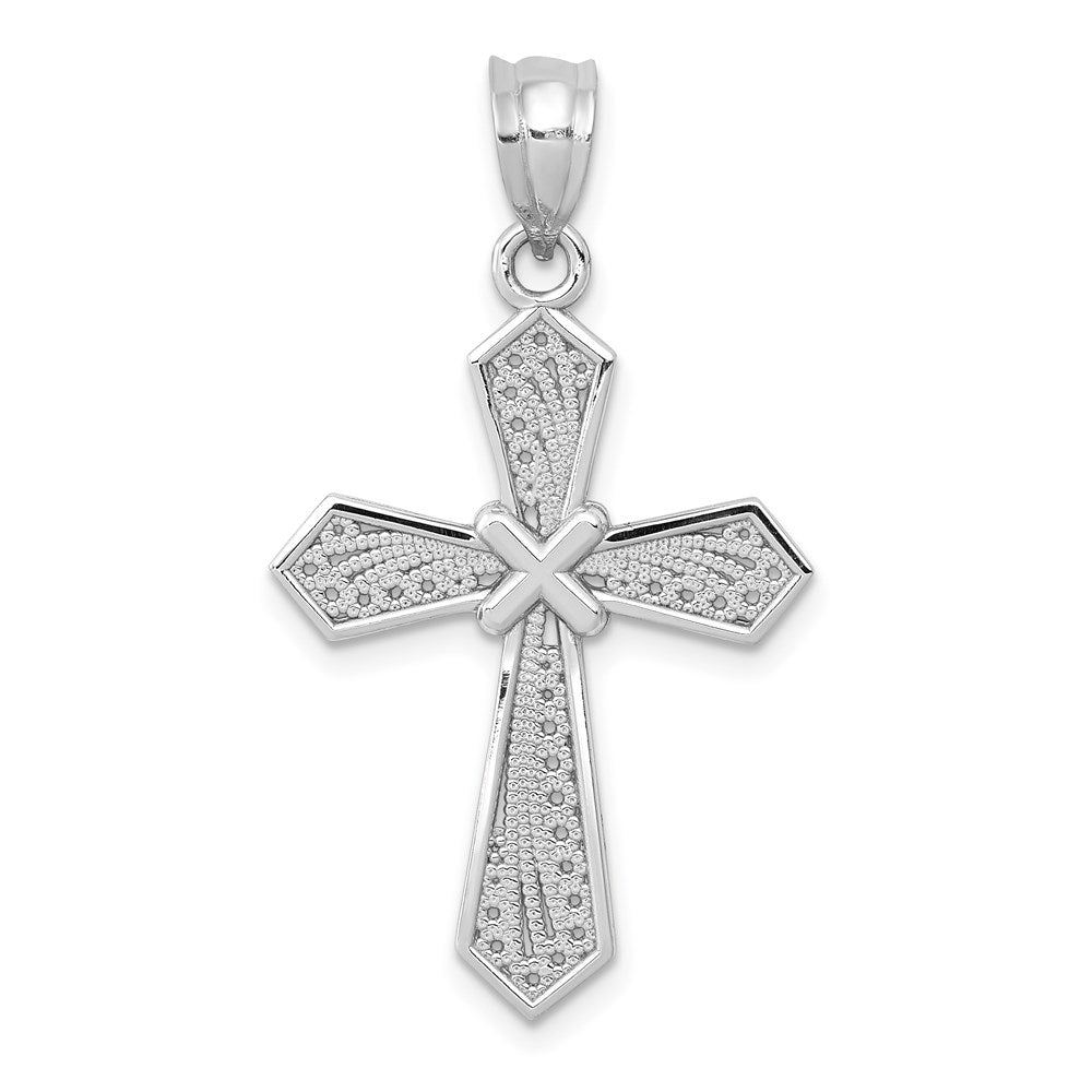 14k White Gold -X- Center Passion Cross Pendant, 31 x 18 mm