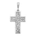 14k White Gold Thorn Cross Pendant, 36 x 20 mm