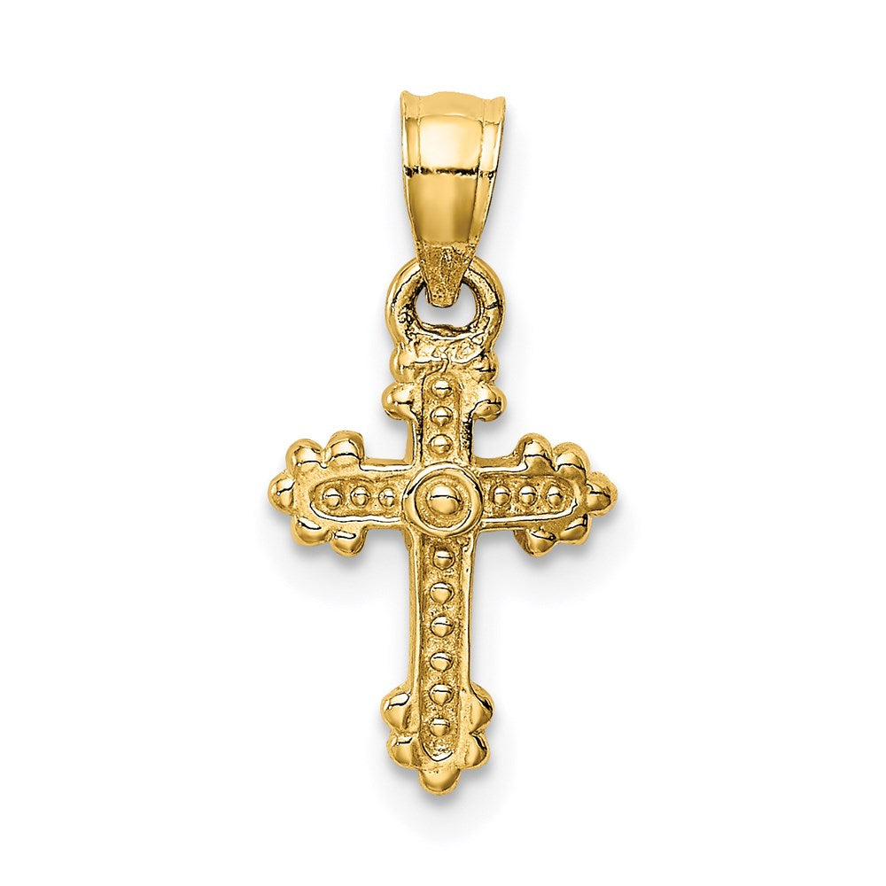 14k Tiny Budded Cross Charm, 20 x 10 mm