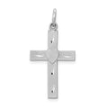 14k White Gold Diamond-cut Latin Cross with Heart Charm, 28 x 14 mm